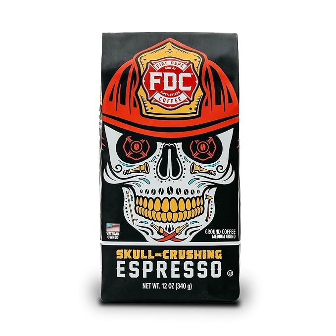 Fire Department Coffee - Gives Back to Firefighters - Full-Bodied & Bold Skull Crushing Espresso