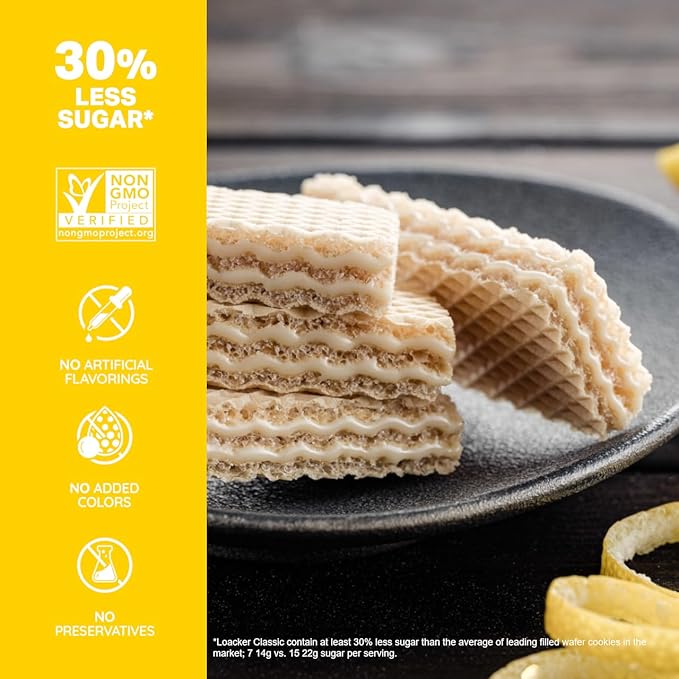 Loacker Classic Lemon Wafers - Premium Crispy Wafer Cookies with Lemon Cream Filling - Multipack of