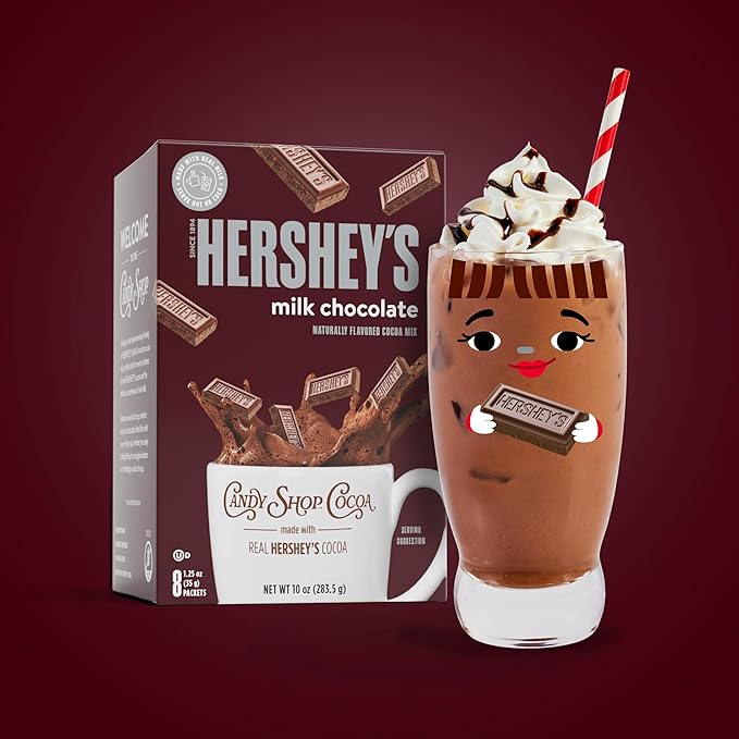 Candy Shop Cocoa HERSHEY'S Milk Chocolate Cocoa Mix, Hot Chocolate, Make Hot or Iced Cocoa, Made