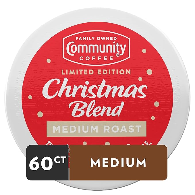 Community Coffee Christmas Blend, Medium Roast, 60 Count Coffee Pods, Compatible with Keurig K-Cup