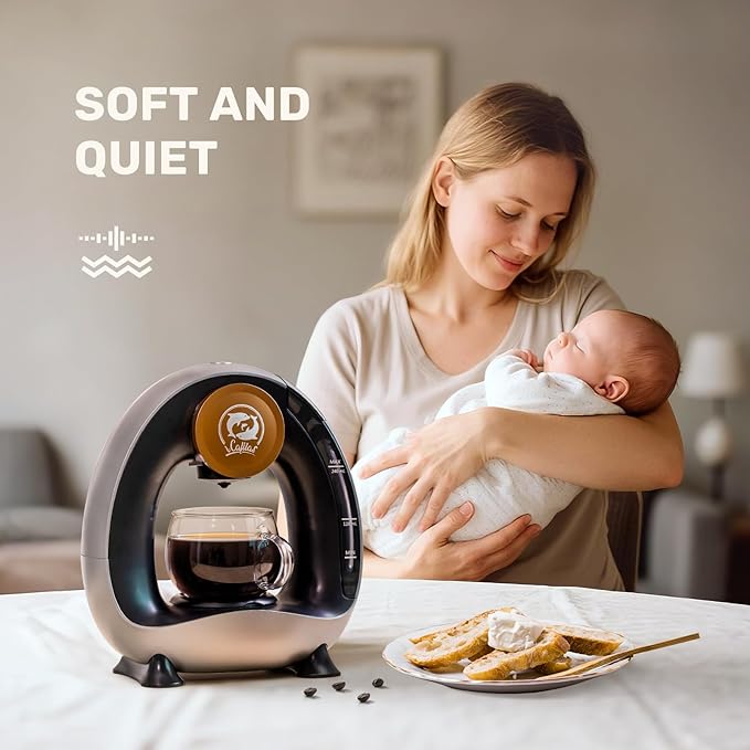Single Serve Coffee Maker,Fast Brew in 2 minutes,Stylish＆Compact Design,MINI Q 2 IN 1 Coffee