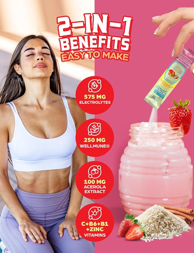 Hydration + Immunity Electrolyte Drink Mix ??Strawberry Horchata Agua Fresca | Sugar-Free Powder