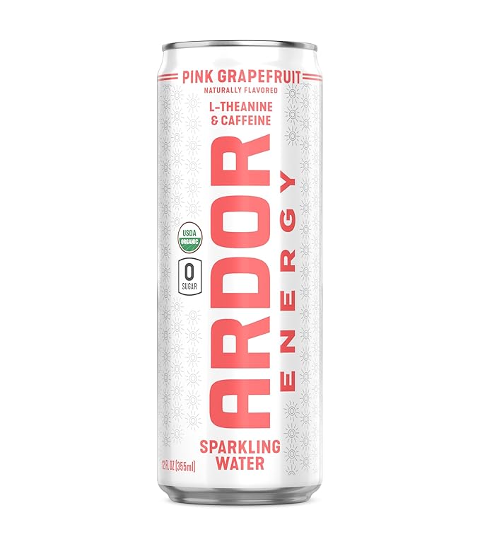 ARDOR ENERGY Sparkling Water with 100mg Natural Caffeine & 200mg L-Theanine from Organic Green Tea