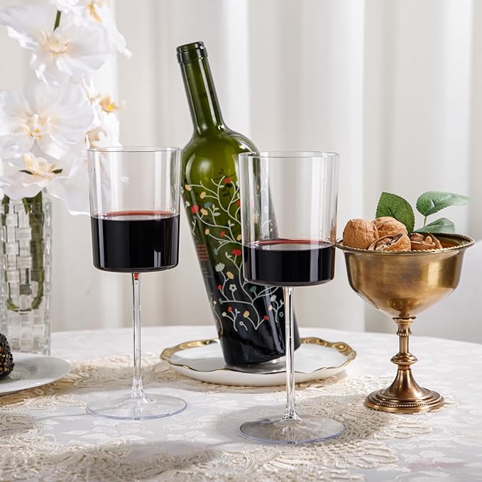 Ciaell 12 Pack Clear Plastic Wine Glasses - 14Oz Plastic Wine Glasses with Stem - Disposable
