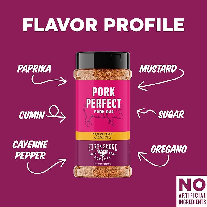 Fire & Smoke Society Pork Perfect Pork Rub | BBQ Seasoning for Smoking and Grilling Meat | Ribs