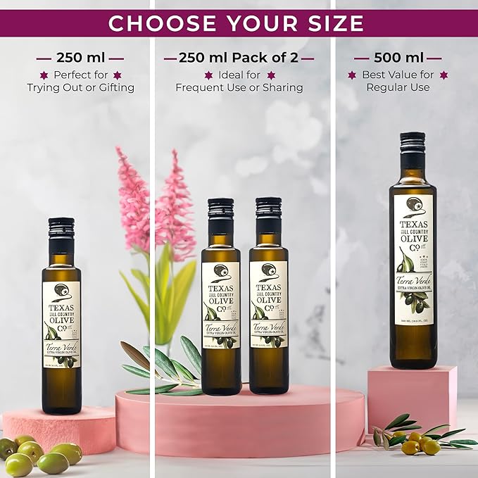 Texas Hill Country Olive Co Terra Verde Extra Virgin Olive Oil - Cold Pressed EVOO Gourmet Olive