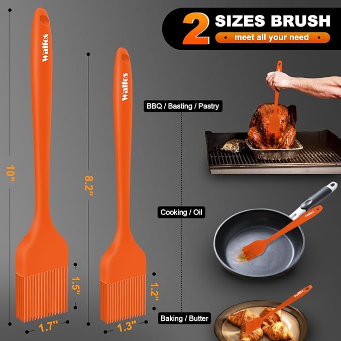 Walfos Silicone Basting Pastry Brush, Heat Resistant Pastry Brush Set, Strong Steel Core and