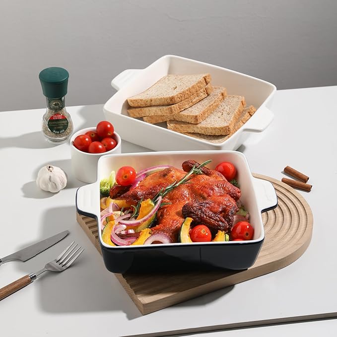 Sweejar Ceramic Baking Dish, 9 x 9 Cake Baking Pan for Brownie, Porcelain Square Bakeware with