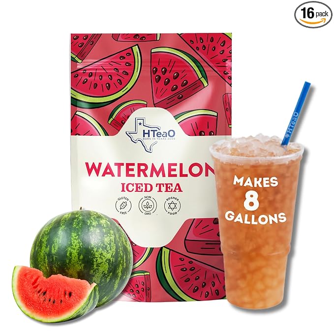 HTeaO Watermelon Texas-Style Flavored Iced Tea Bags for Summer – Instant Ice Tea Packets for Quick