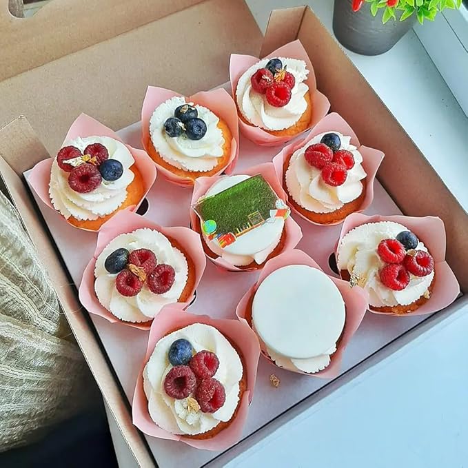 200 Pieces Tulip Cupcake Muffin Liners Greaseproof Paper Baking Cups Cupcake Wrappers for Birthday