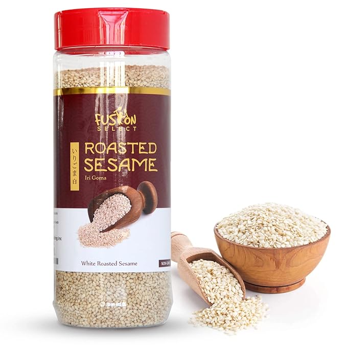 Fusion Select Roasted White Sesame Seeds - Natural Toasted Sesame Seeds - Crispy, Crunchy, Nutty