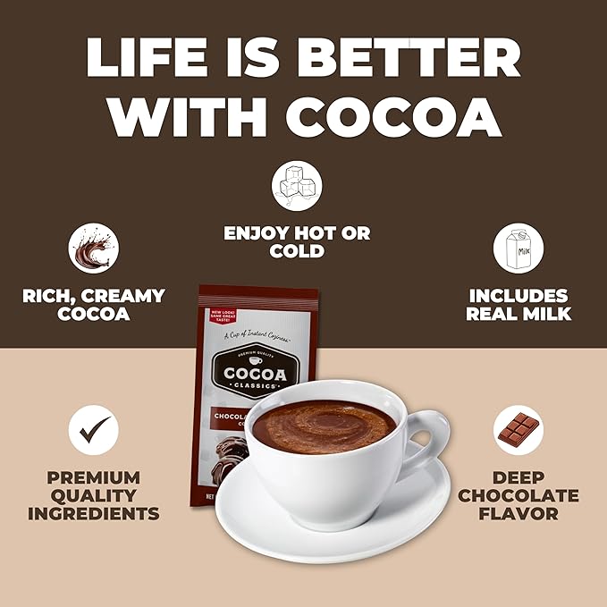 Cocoa Classics Chocolate Supreme Cocoa Mix, Hot Chocolate, Made with Nonfat Milk, Just Add Hot