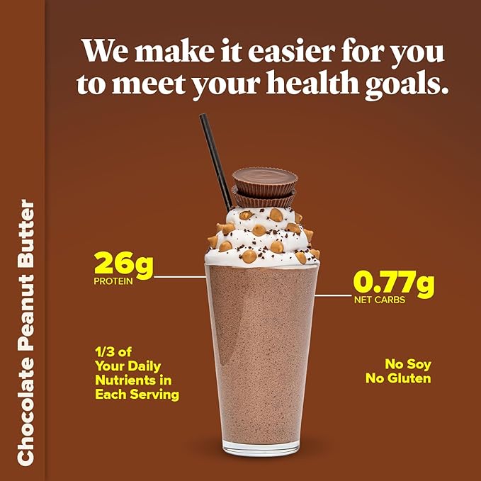 Keto Chow Chocolate Peanut Butter | Keto Meal Replacement Shake Powder | Nutritionally Complete |