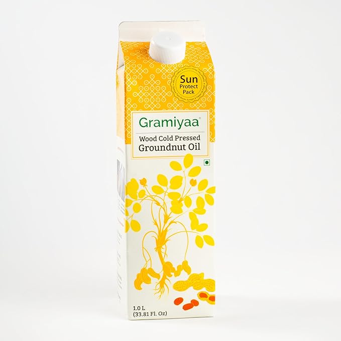 Gramiyaa Cold Pressed Virgin Peanut Oil for Cooking | 33.81 FL OZ (1L) | 100% Pure, Chemical Free