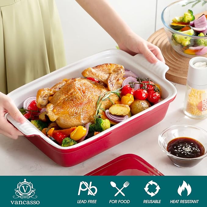 vancasso Blossom Casserole Dish, 13x9 Baking Dish, 3.8 Quart Casserole Dish Set Lasagna Pan Deep
