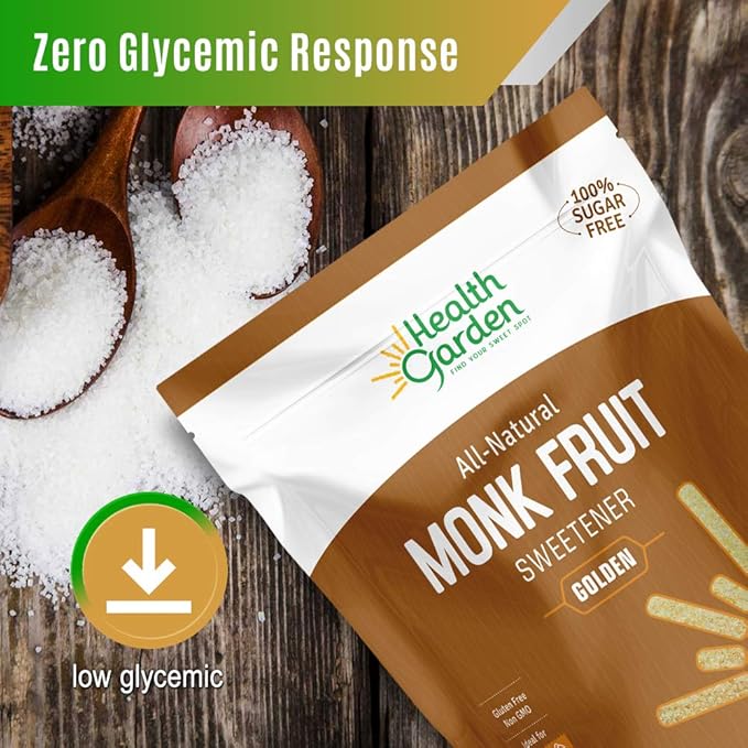Health Garden Monk Fruit Sweetener, Golden- Non GMO - Gluten Free - 1:1 Sugar Substitute - Kosher