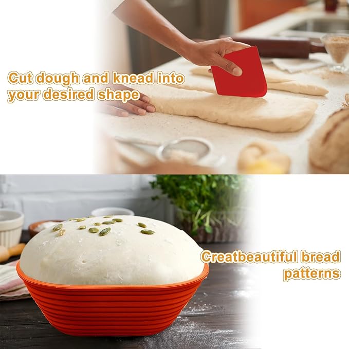 Silicone Banneton, Sourdough Bread Baskets (Set of 6, 6.5 Inch), Oval Proofing Bread Bowls with
