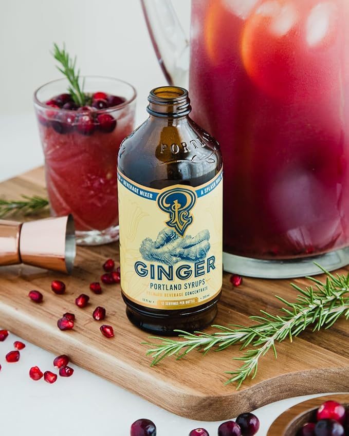 Portland Syrups Authentic Ginger Syrup - Intense Ginger Flavor with Slightly Hot Finish - Beverage