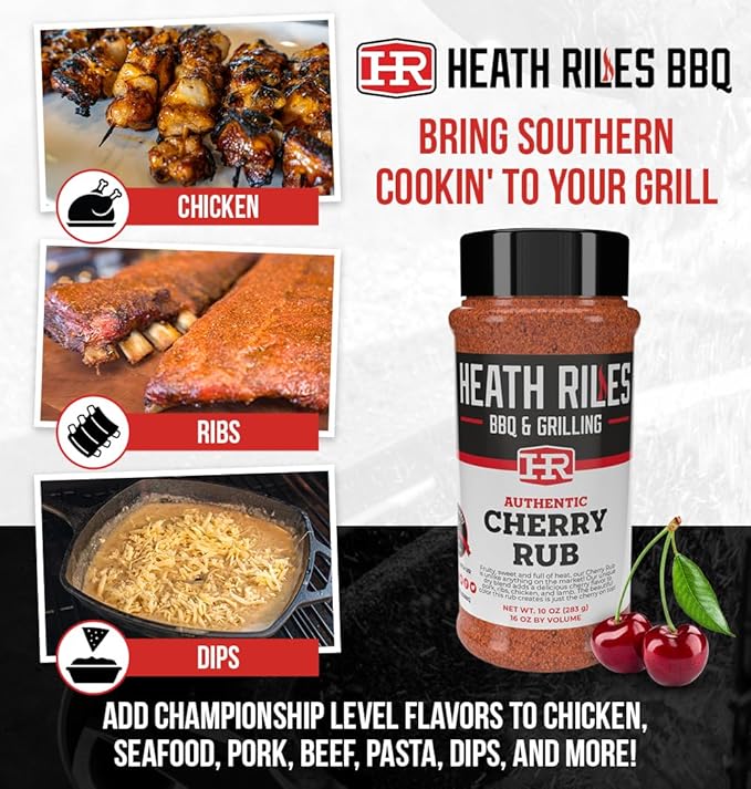 Heath Riles BBQ Rub - Cherry Seasoning, Champion Pitmaster Recipe, Legendary Rubs For Smoking &
