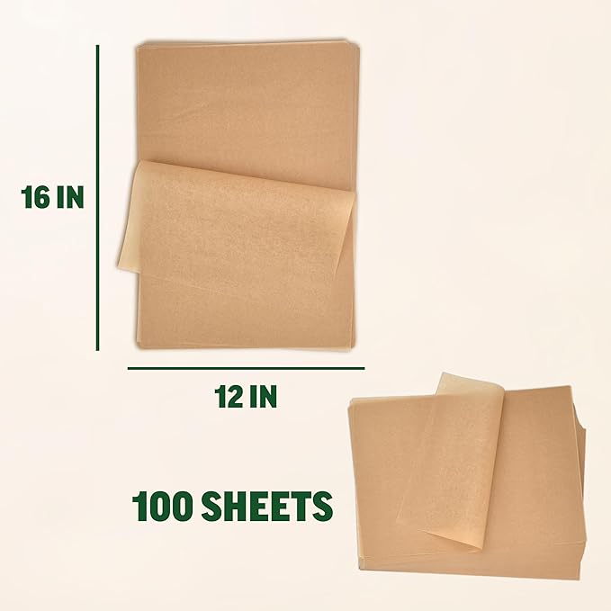 Zenlogy Parchment Paper Sheets 12x16 (100 sheets) for Baking - Unbleached Chlorine-free High Heat