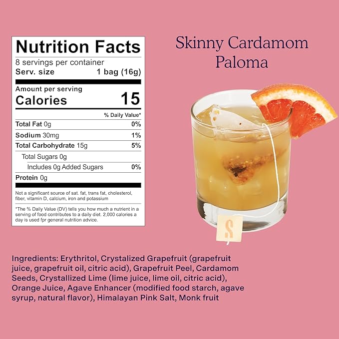 SAYSO Skinny Cardamom Paloma | The Original Craft Cocktail Tea Bag Mixer | Organic, Certified