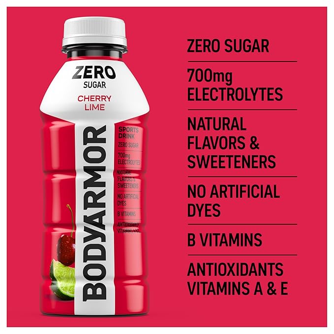 BODYARMOR ZERO Sugar Cherry Lime, Sugar Free Sports Drink - Low-Calorie Hydration - Natural Flavors