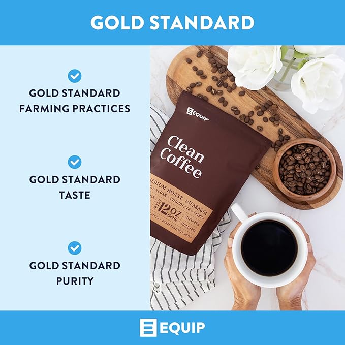 Equip Foods Clean Coffee | Gold Standard, Certified Organic, Fair Trade, Regenerative | Medium