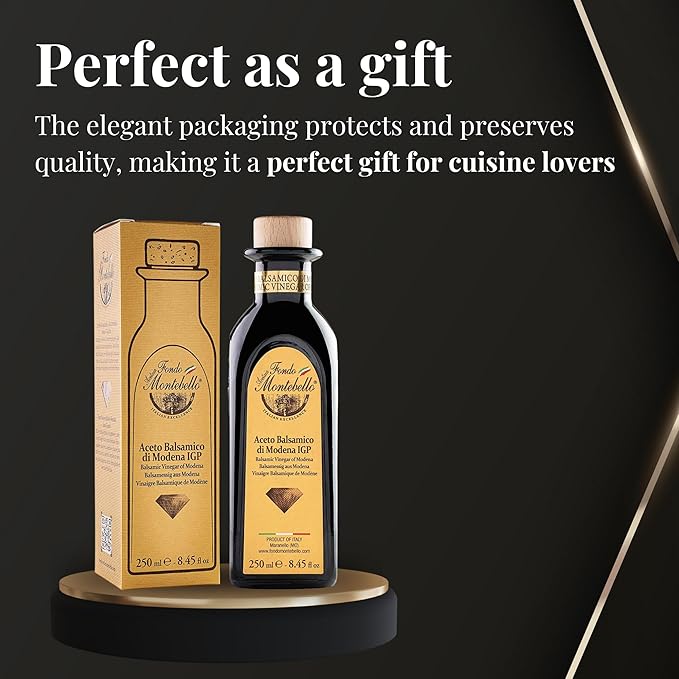 Balsamic Vinegar of Modena 8.45 fl.oz. (250ml), FONDO MONTEBELLO IGP-Certified, Dense and Delicious