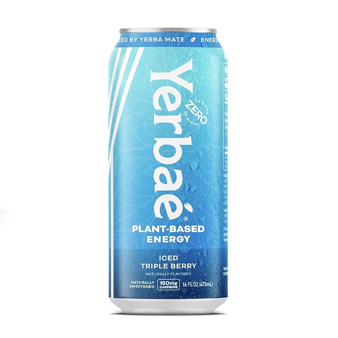 Yerbaé Energy Beverage - Iced Triple Berry, 0 Sugar, 0 Calories, 0 Carbs, Energized by Yerba Mate.