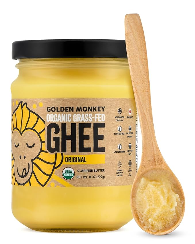 GOLDEN MONKEY Organic Ghee Butter ??Grass Fed Clarified Butter for Cooking, Baking, Keto & Gut