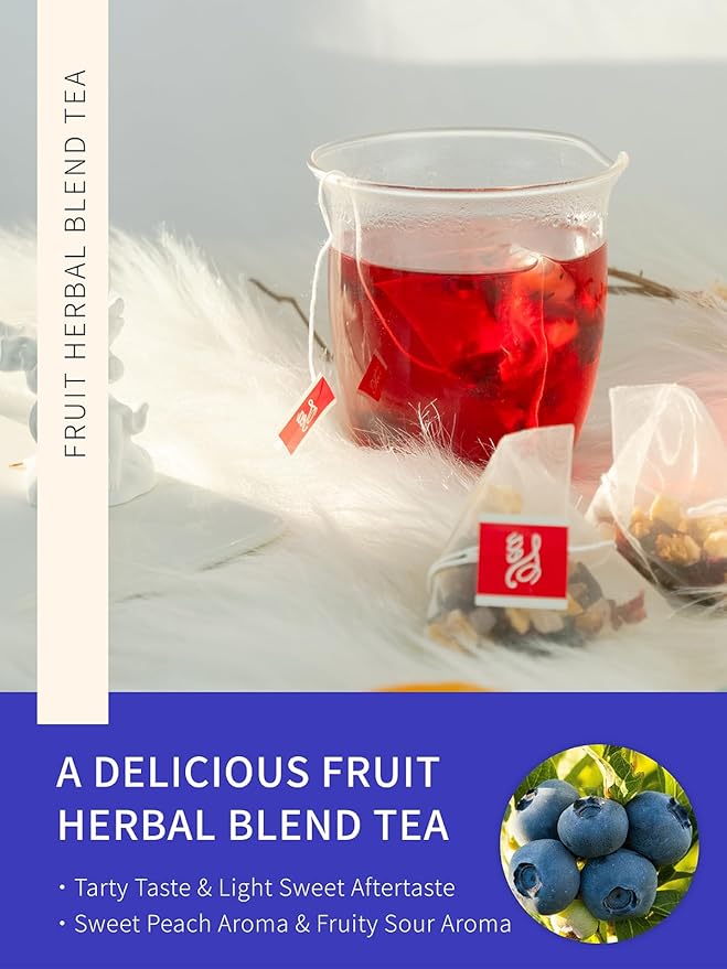 TeeLux Blueberry Hibiscus Tea Bags, 5g/bag, Hibiscus with Cranberry, Blueberry, Peach, Apple