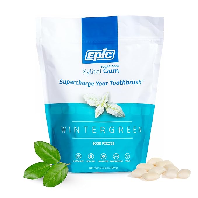 Epic 100% Xylitol Spearmint Chewing Gum - Sugar Free, Aspartame Free Dental Gum - Supports Oral