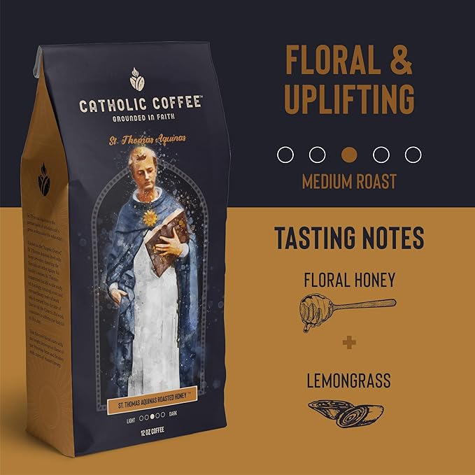 Catholic Coffee St. Thomas Aquinas | Medium Roast Ground Coffee ??Floral Honey & Lemongrass Notes |