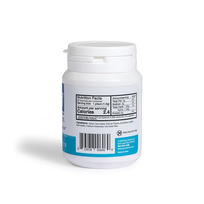 Epic 100% Xylitol Wintergreen Chewing Gum - Sugar Free, Aspartame Free Dental Gum - Supports Oral