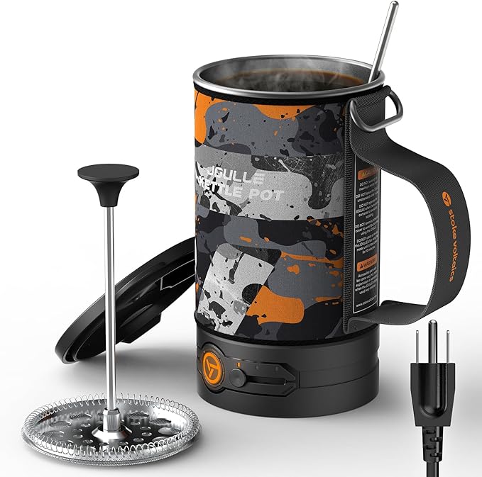 Electric French Press Coffee Maker, 120V Boil Water & Press Coffee 2-in-1, Portable Design for