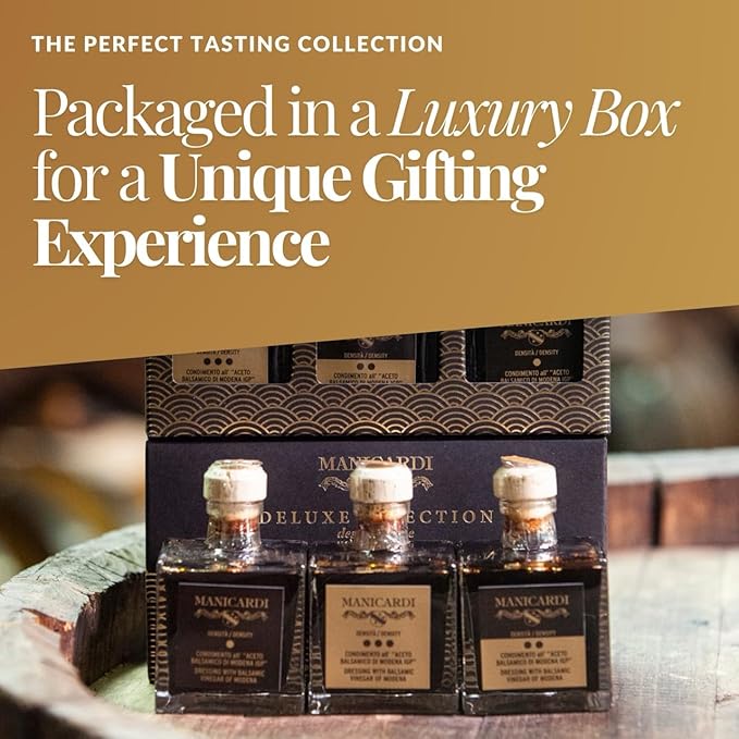 MANICARDI Set of 3 Condiments with Balsamic Vinegar of Modena PGI - Selected with Three Different