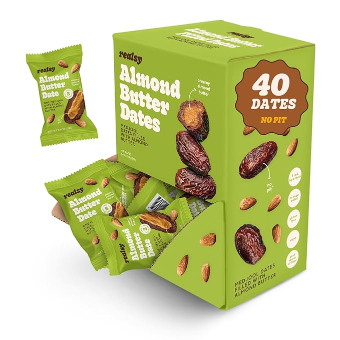Realsy Filled Medjool Dates, Organic Dates with No Sugar Added, Gluten-Free, Vegan, All Natural