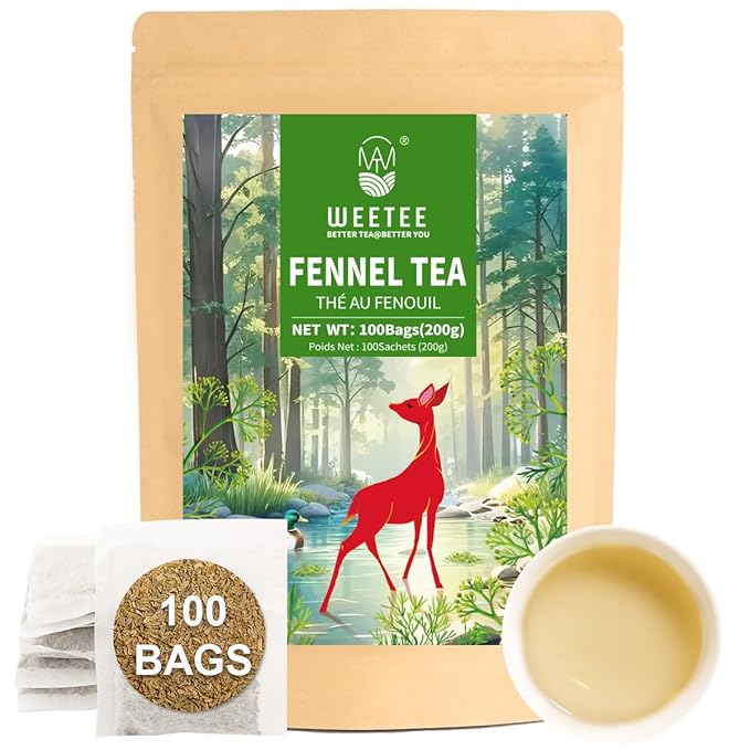 WT WEETEE Fennel Tea Bags 100 Count, 100% Natural & Pure Fennel Seeds Tea, Smooth & Sweet, No