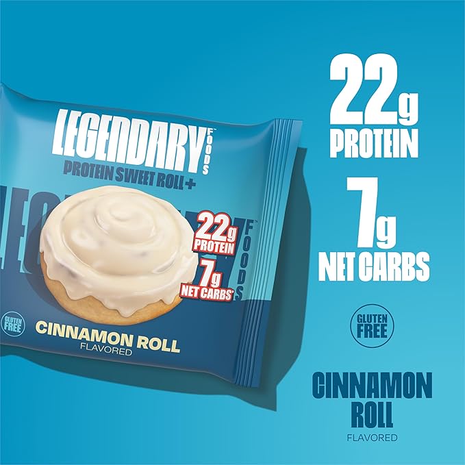 Legendary Foods 22g Protein Cinnamon Roll - Premium High Protien Bars, Low Carb Meal Replacement