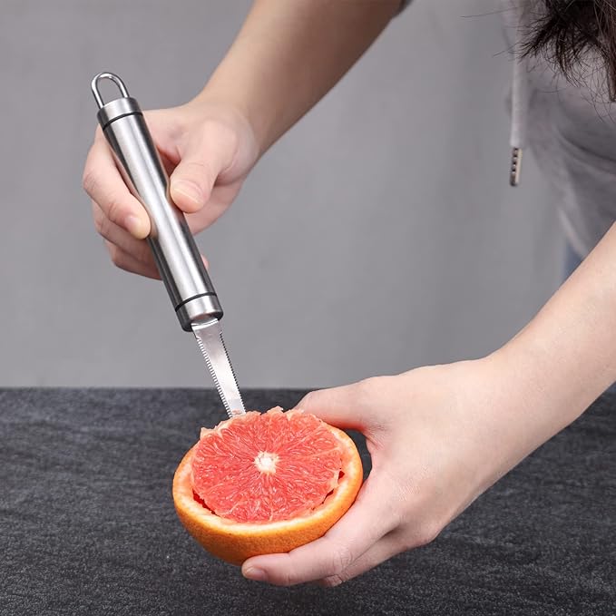 Grapefruit Knives 2 Pack, Stainless Steel Grapefruit Utensil Knife, Serrated Edge & Thick Gauge