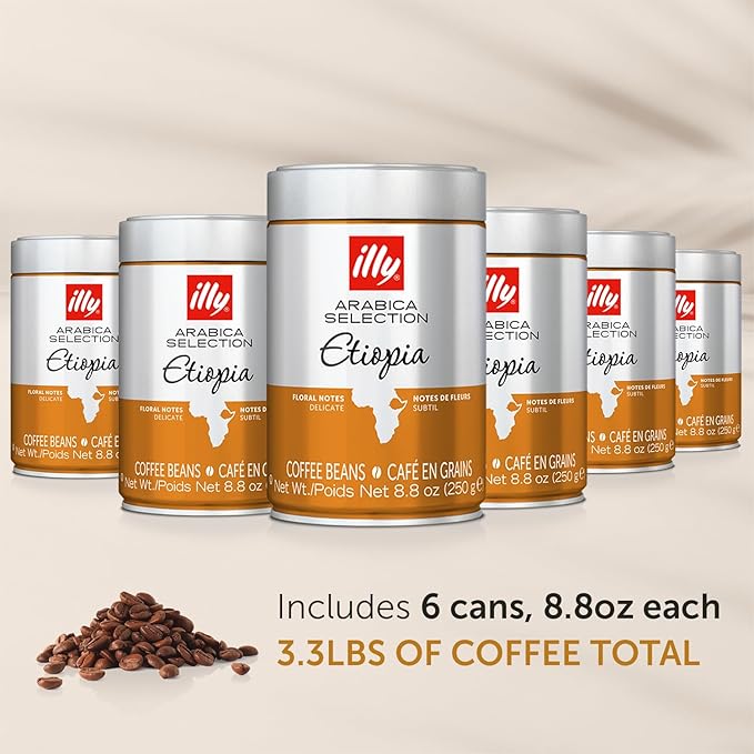 illy Arabica Selections, Ethiopia Whole Bean Coffee, 100% Arabica, Single Origin, Light Roast with