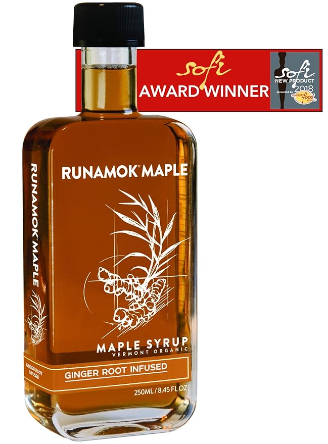 Runamok Ginger Root Infused Maple Syrup - Authentic & Real Vermont Maple Syrup | Gluten Free &