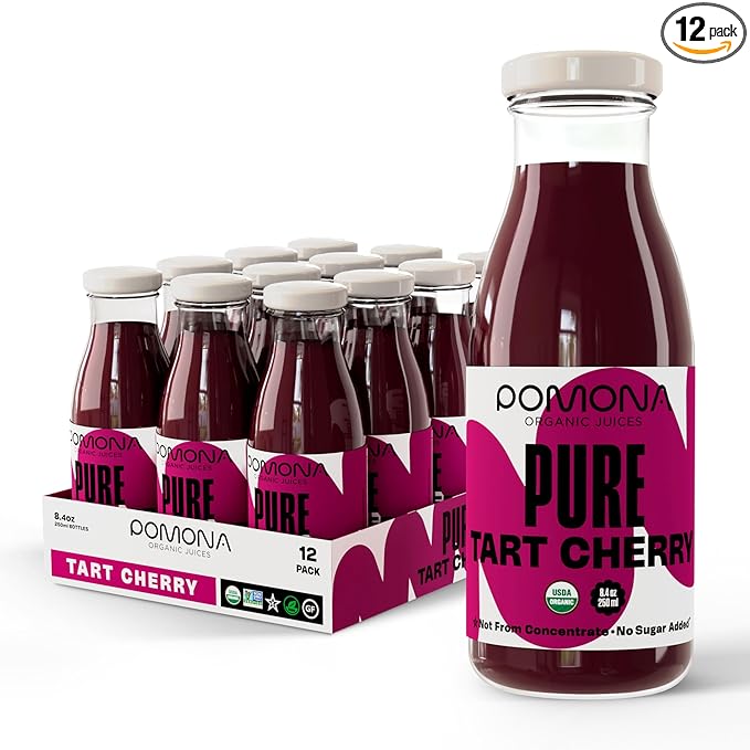Pomona Organic Pure Tart Cherry Juice, Cold Pressed, Non-GMO, No Sugar Added, Not from Concentrate