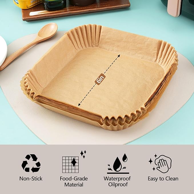 400 Pack 7.5 Inch Air Fryer Liners, Parchment Paper Sheets for Air Fryer Basket, Non-Stick