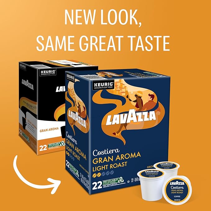 Lavazza Costiera Gran Aroma, Single-Serve Keurig K-Cup Pods, Light Roast Coffee, 88-Count Box (4