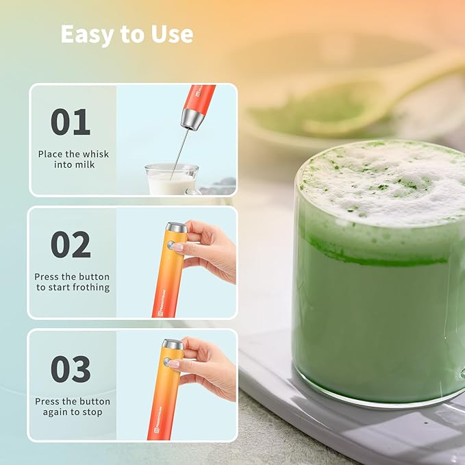 Maestri House Rechargeable Milk Frother with Stand, LunaFro Handheld Electric Foam Maker Waterproof