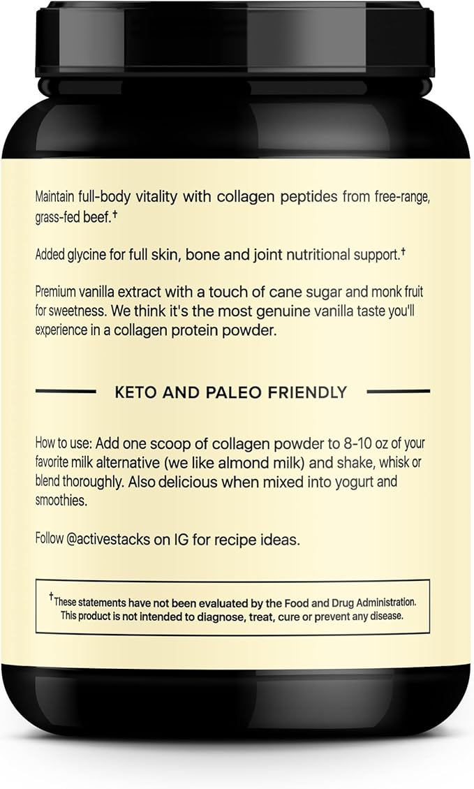 Collagen Peptides Protein Powder, Vanilla - Supports Healthy Hair, Skin, Bones and Joints for Men