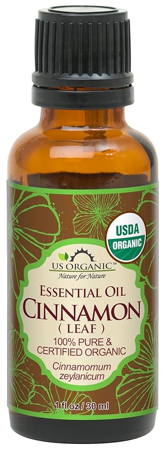 US Organic 100% Pure Cinnamon Leaf Essential Oil - USDA Certified Organic, Steam Distilled - W/Euro