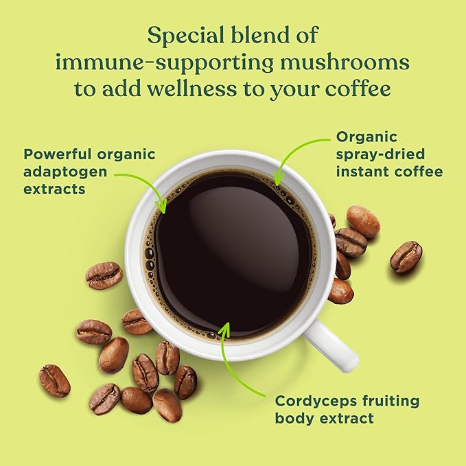 Organic Instant Coffee Powder by Four Sigmatic | Arabica Instant Coffee Singles with Cordyceps
