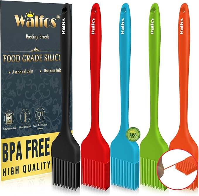 Walfos Silicone Pastry Brush, Heat Resistant Basting Brush Set, Perfect for Baking,BBQ